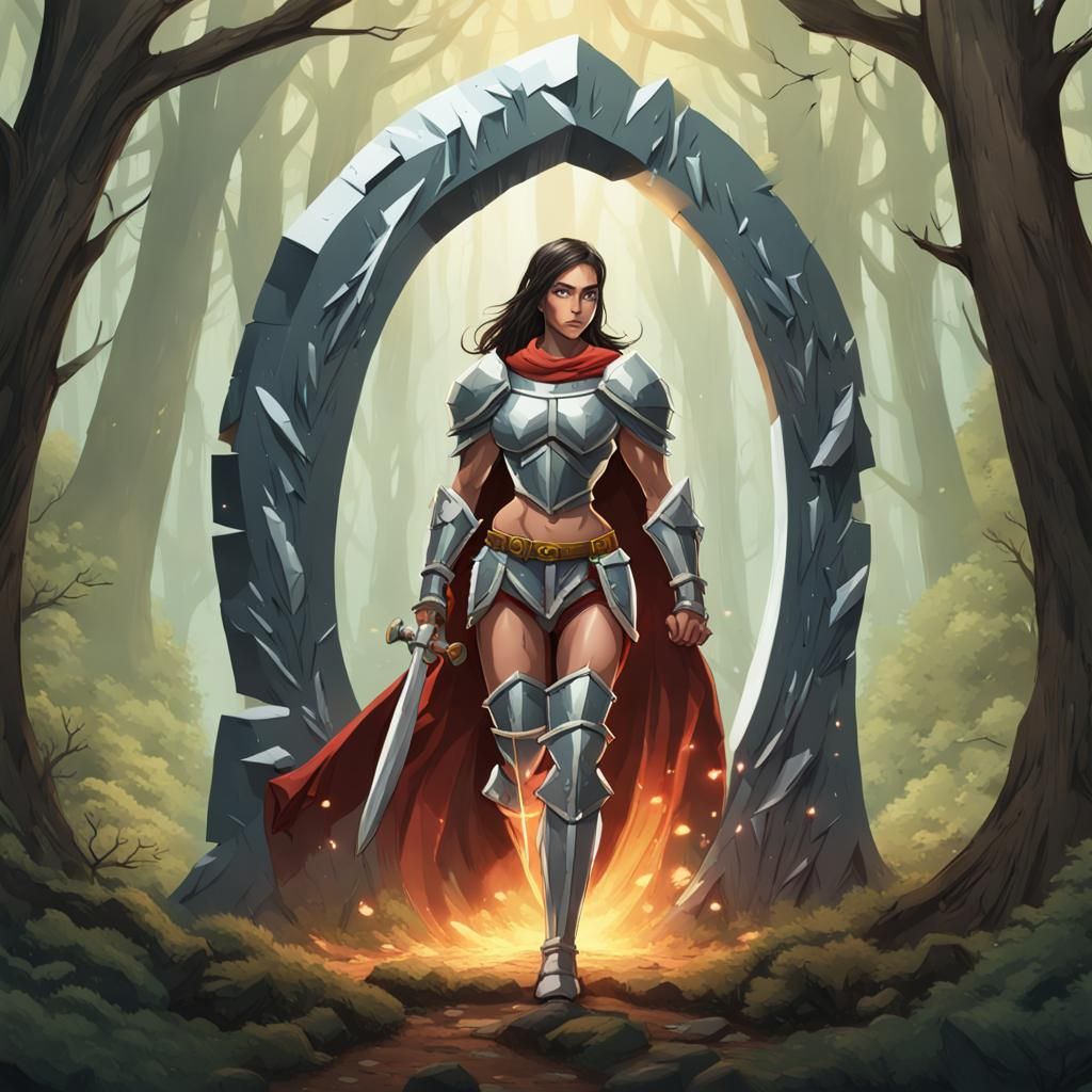 Female Knight and Forest Portal