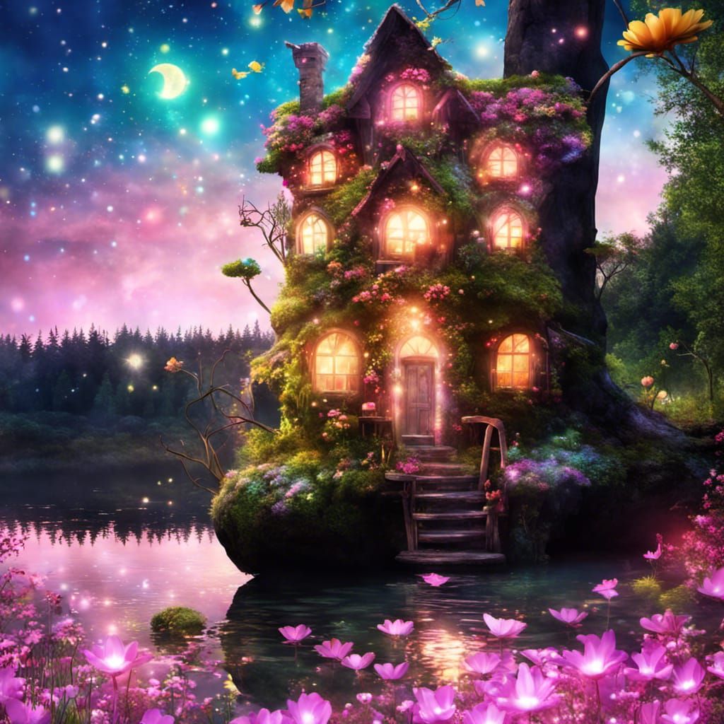 Fantasy fairy house, Sill ferocious happy crazy shimmer spar...