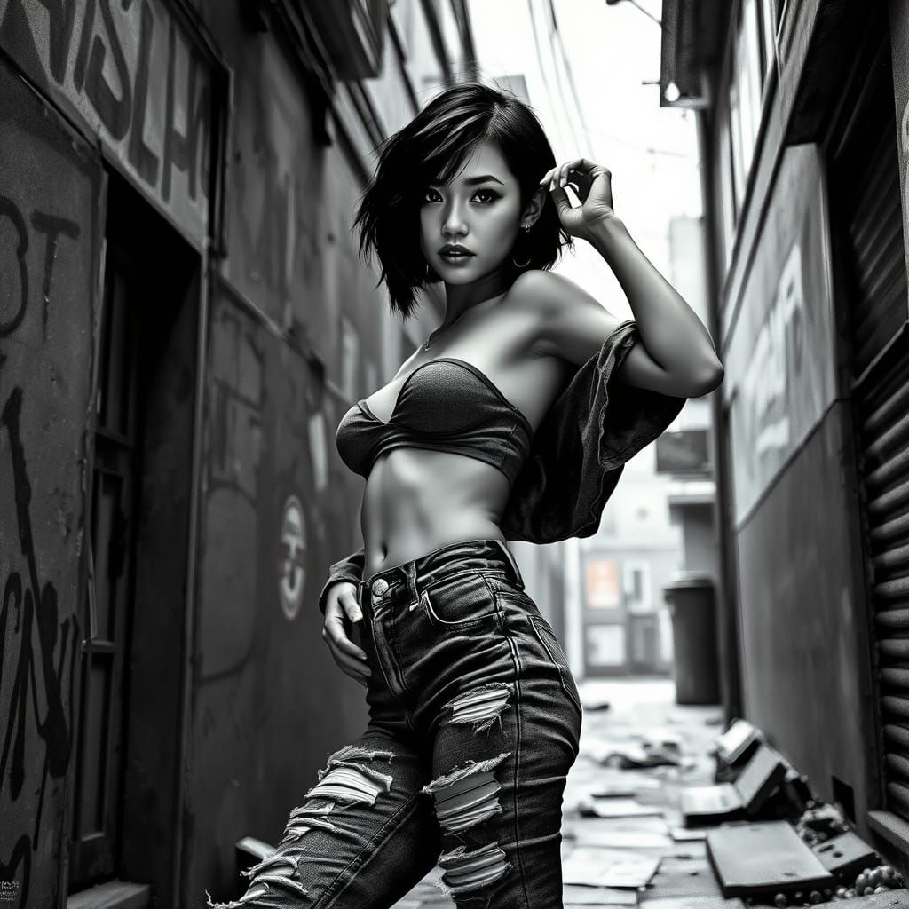Ethereal Urban Goddess in Gritty Alleyway