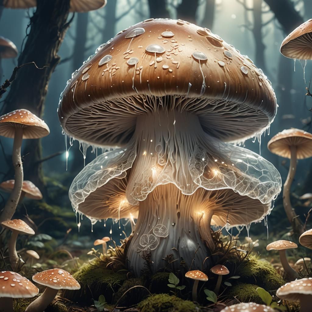 Whimsical Mushroom Concept Art in Macro Photography Style