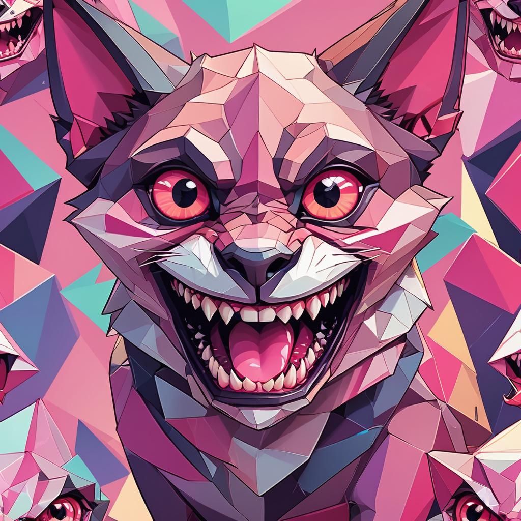Evil Cartoon Animal in Low-Poly Art Style
