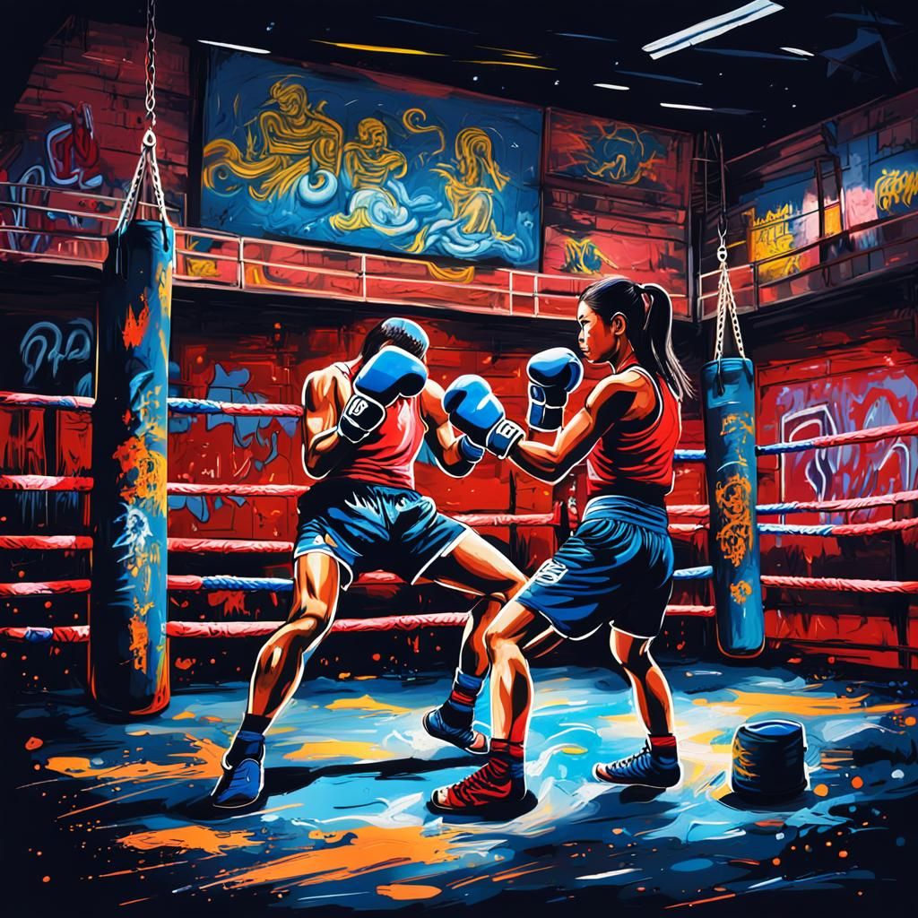 Muay Thai Fighters Training at Night in Thailand