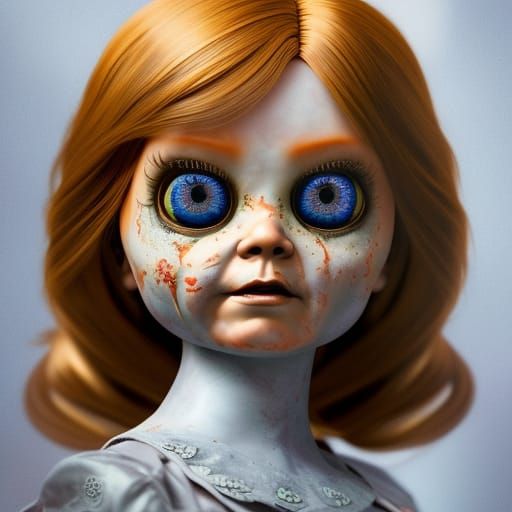 Scary Annabelle Doll Portrait in Hyperdetailed Style