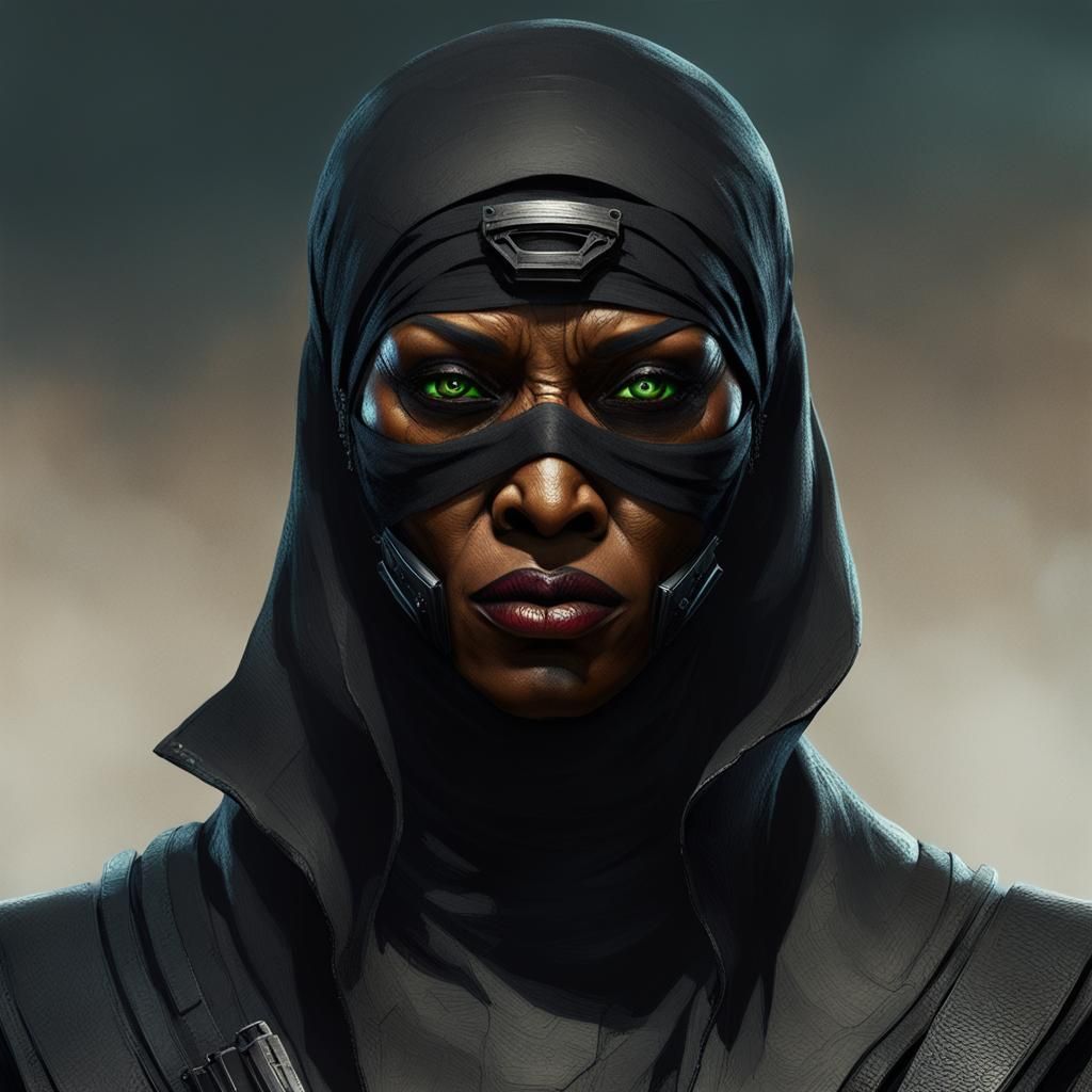 Cyberpunk Swordfighter: One-Eyed Warrior in Neon City