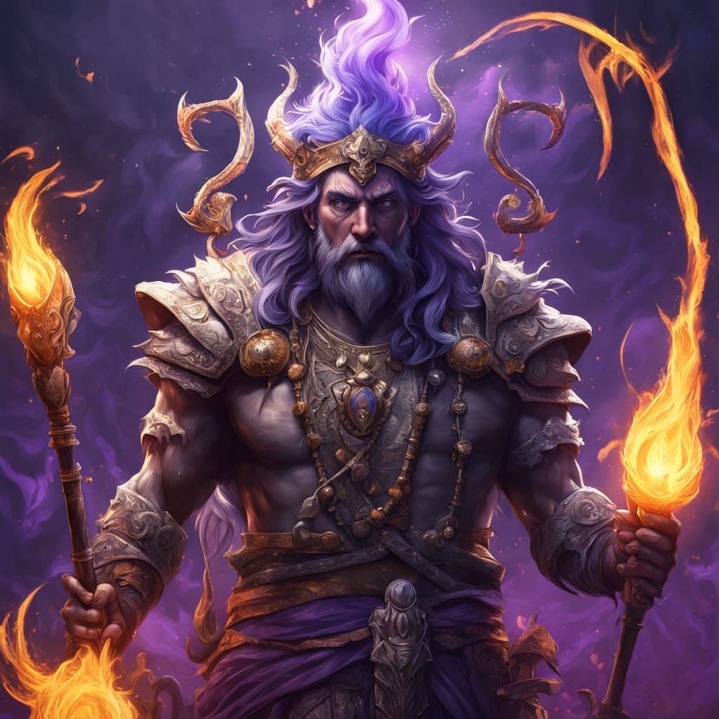 Shiva God with Spear in Dark Fantasy Style