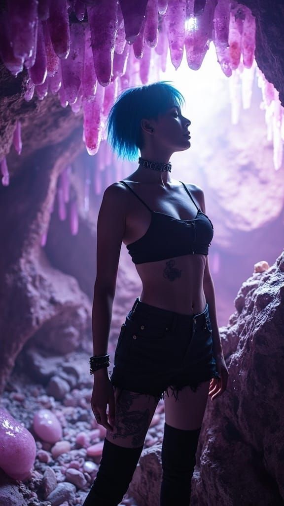 Amethyst Cave Punk Girl with Sunrays