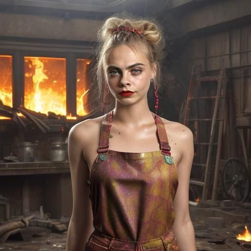 Abstract Painting: Cara Delevingne as Blacksmith