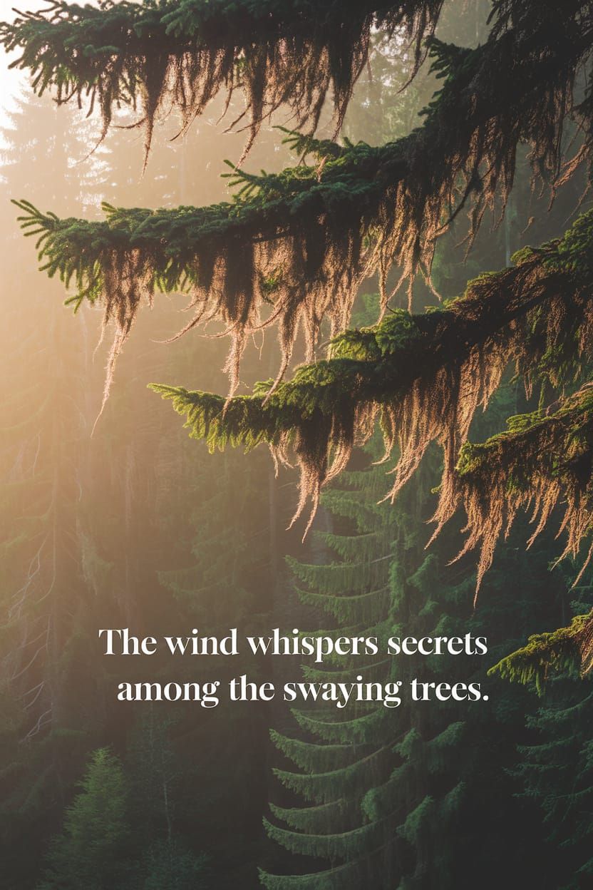 Sunlit Forest with Swaying Trees and Gentle Breeze