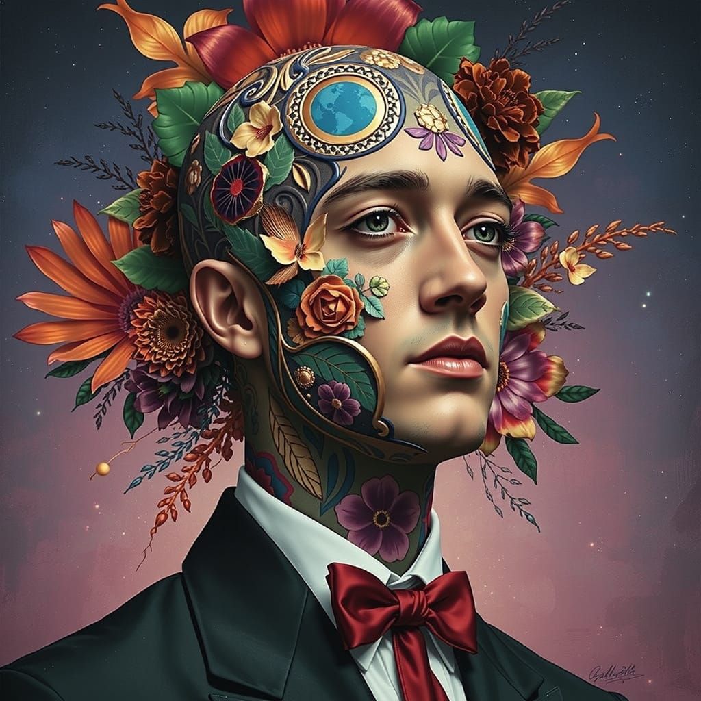 Vibrant Psychedelic Garden of Cosmic Mystery