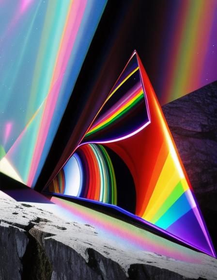 Prism Refracting Light into Rainbow Spectrum
