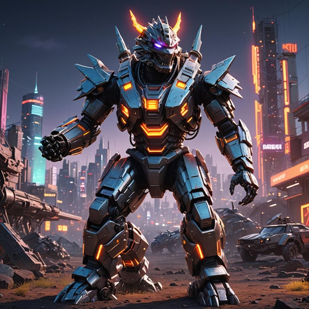 Mechagodzilla Radiance with Neon Lights in 8K