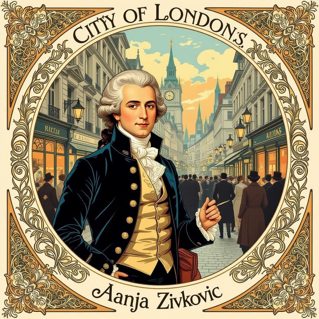 Art Nouveau Mozart in London by Sanja Zivkovic