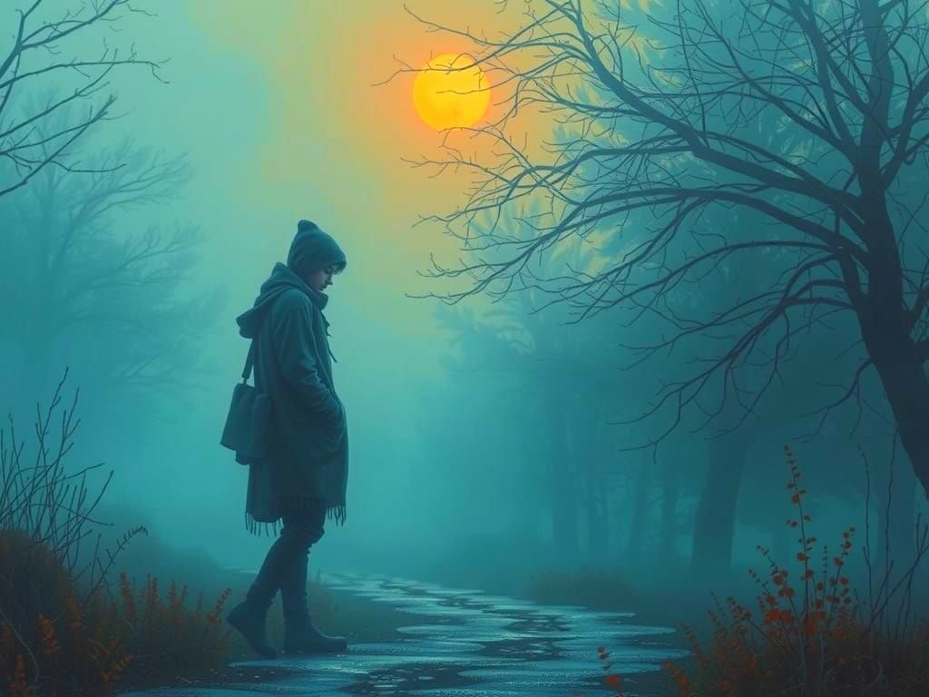 Mysterious, Dreamlike Landscape in Vibrant, Expressive Brush...