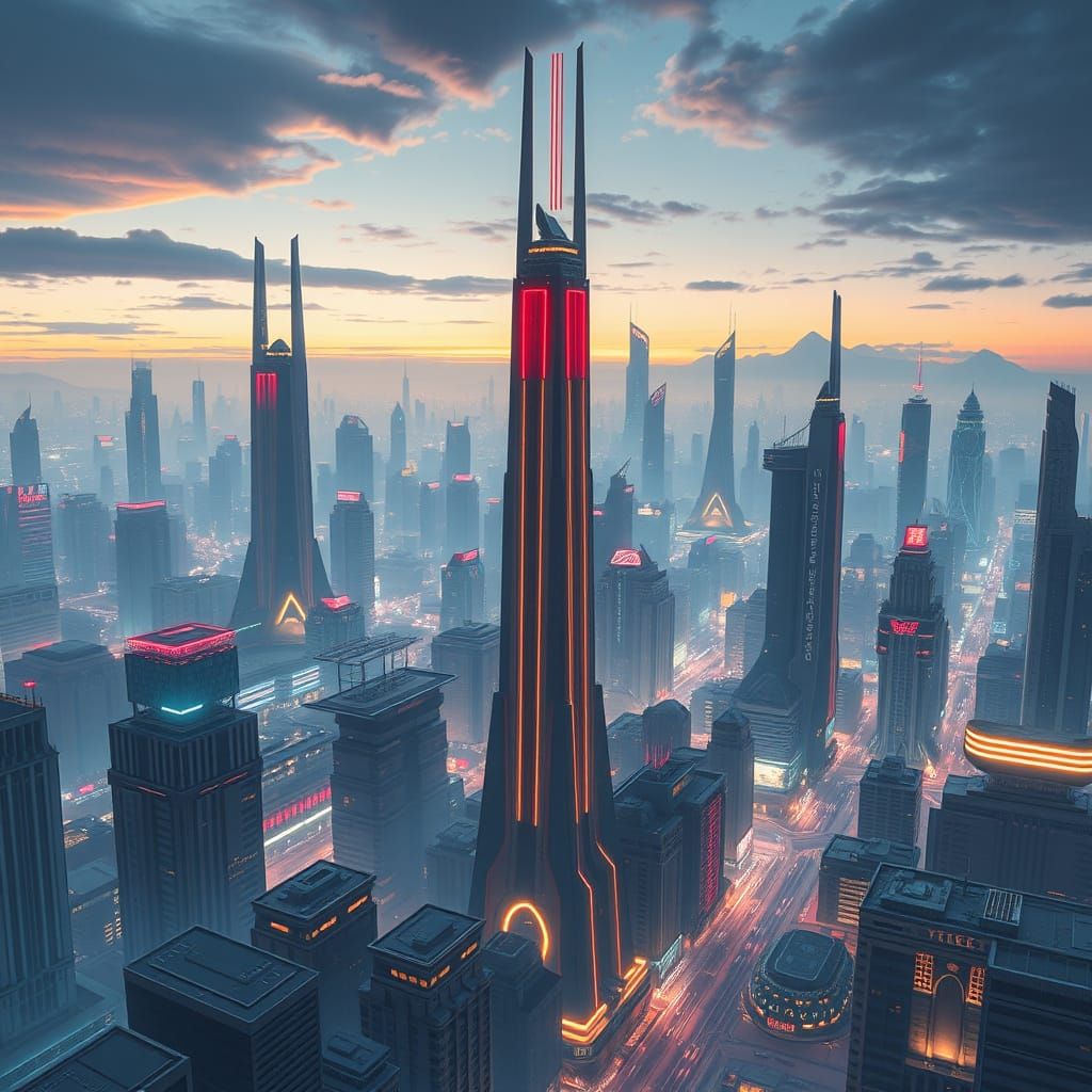 Futuristic Mayan Metropolis in Minimalist Style