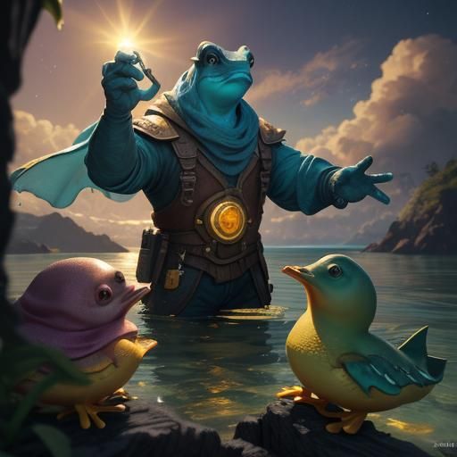 Bunny Bay Sea Monster Hunt: Vibrant 3D Digital Art