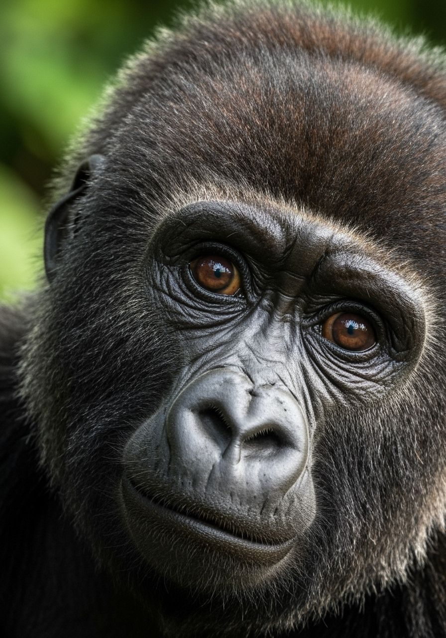 Baby Silverback Gorilla Portrait in Dramatic Light