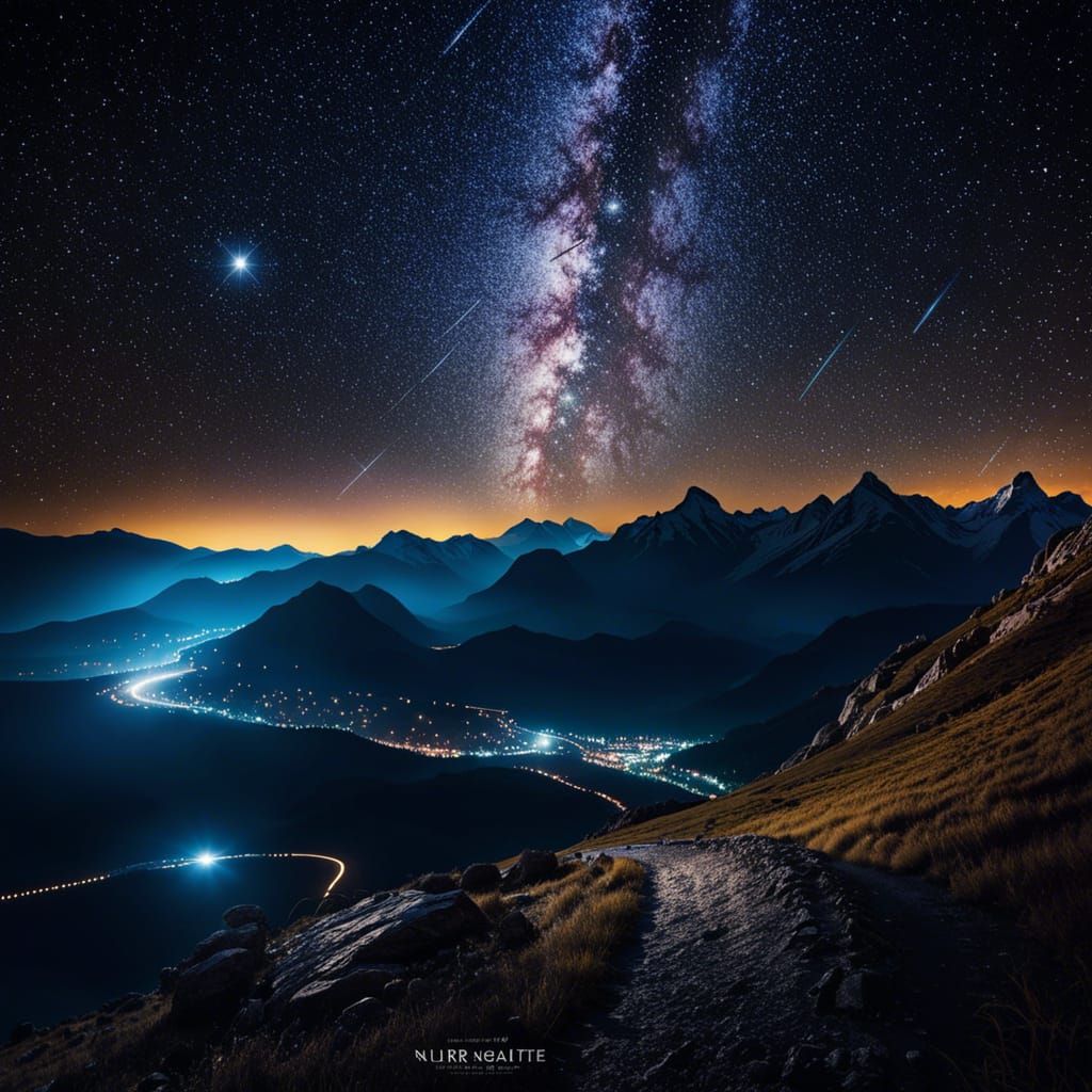 Starlit Mountains: A Breathtaking Night Landscape
