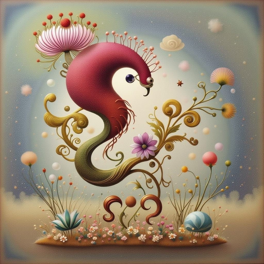 Surreal Winter Landscape in Frosted Glass Style