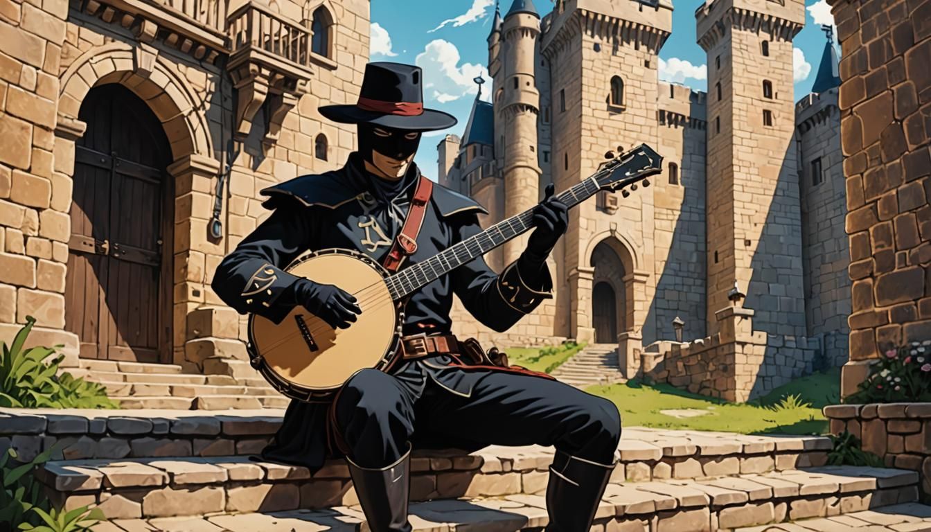 Zorro Banjo Player in Anime Style