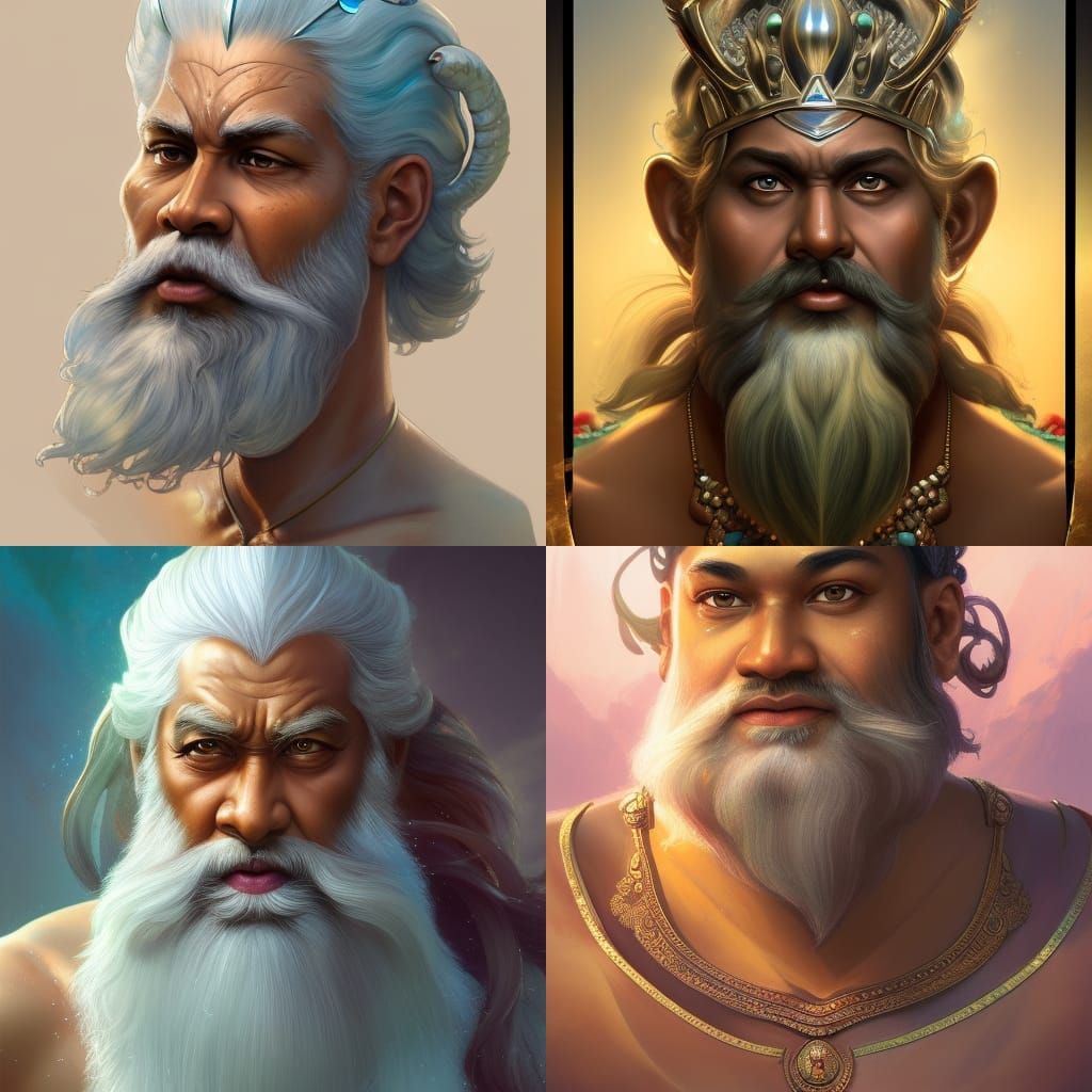 Detailed Portrait of a South Asian King Triton