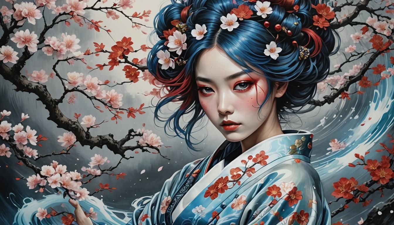 Japanese Kimono perfect face  V-2