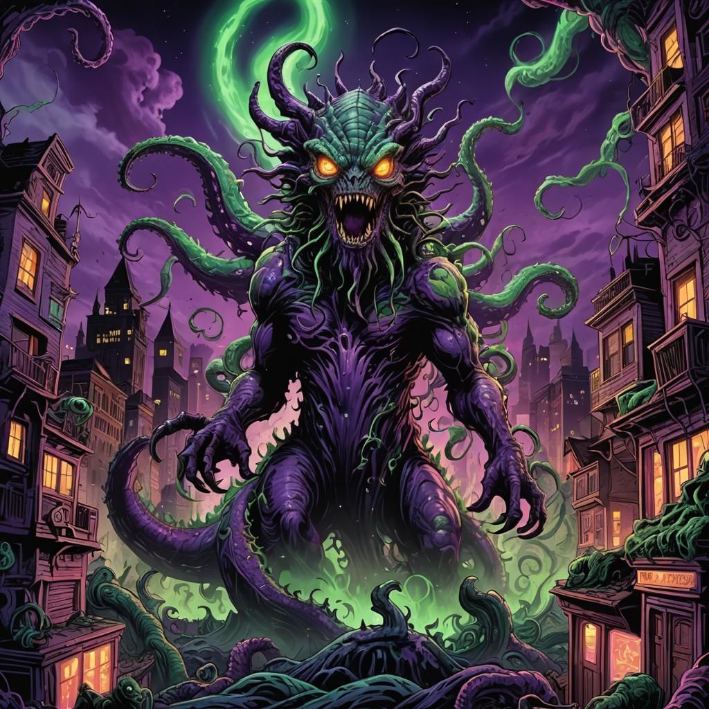Eldritch Kaiju Emerges in Cosmic Horror Anime Style