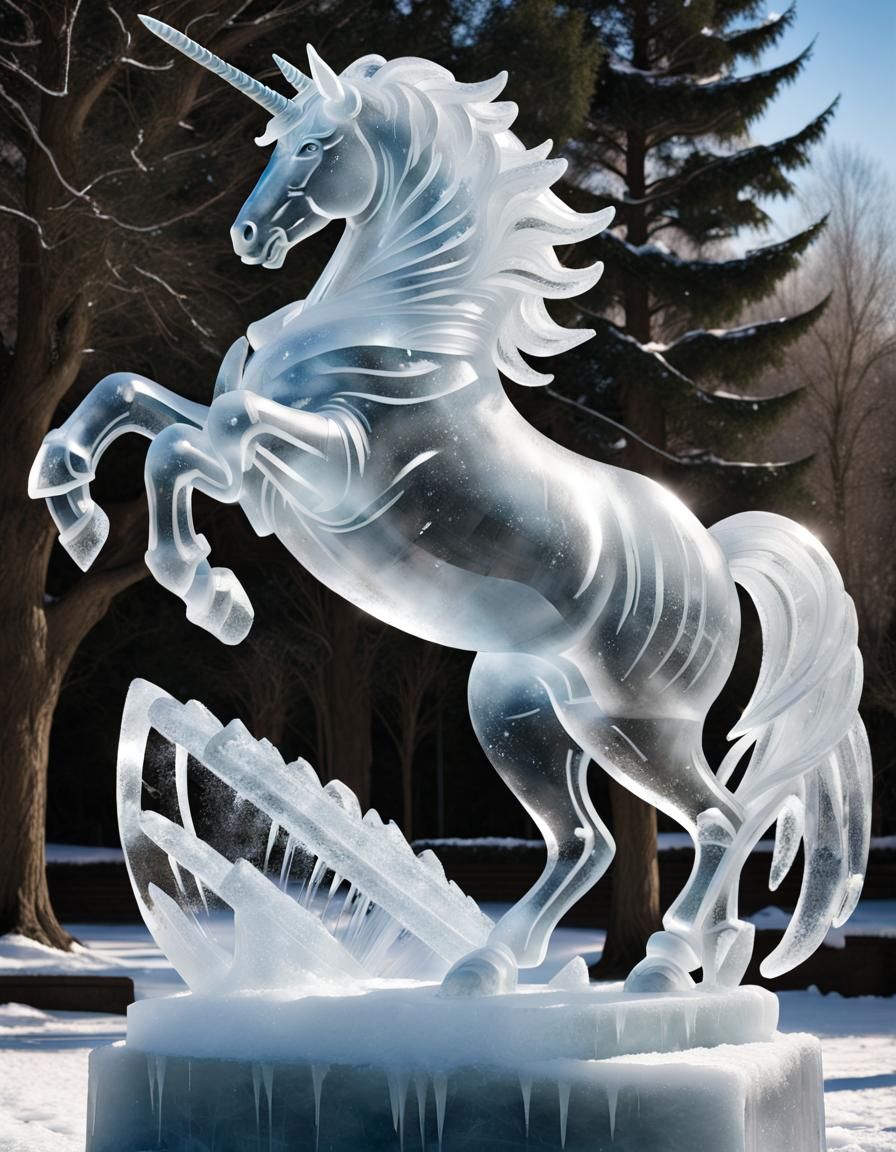 Unicorn ice sculpture
