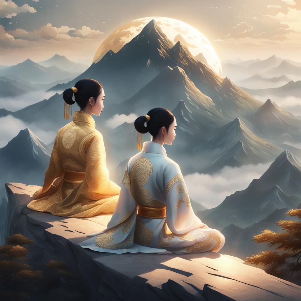 Ying and Yang Harmony: 3D Anime Meditation