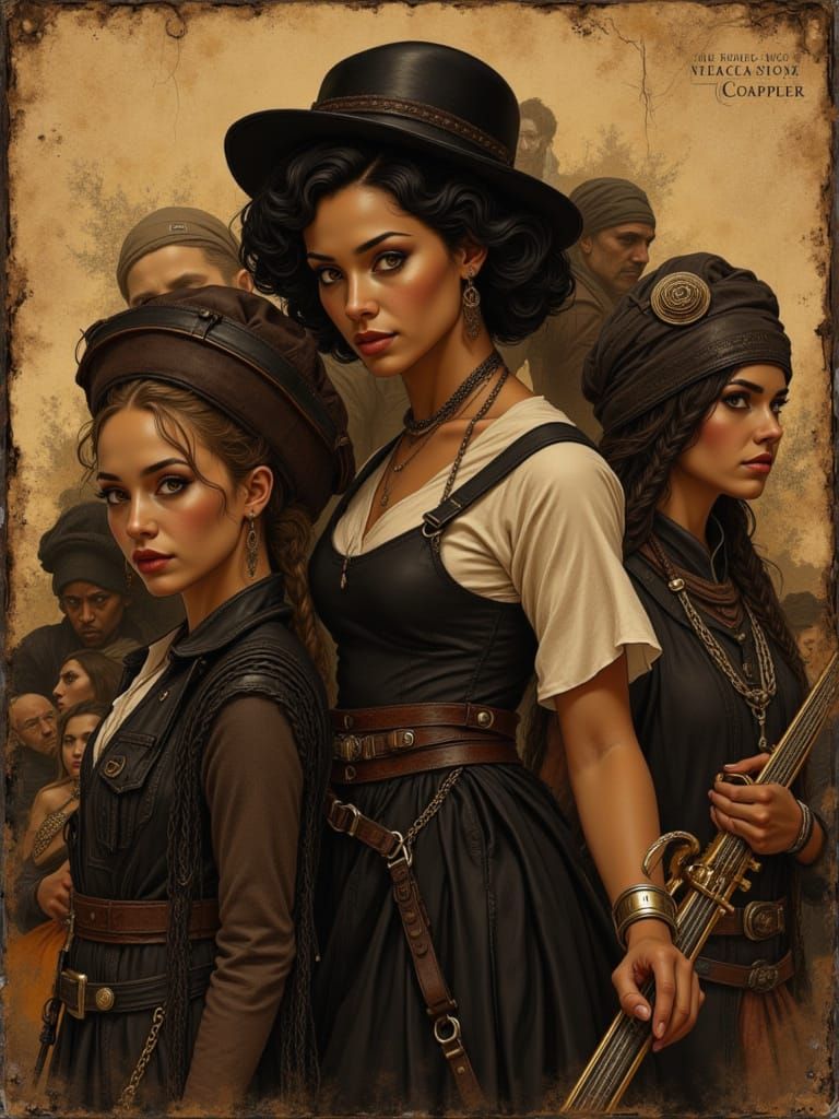 Sepia Toned Musicians Portrait in Dynamic Lighting