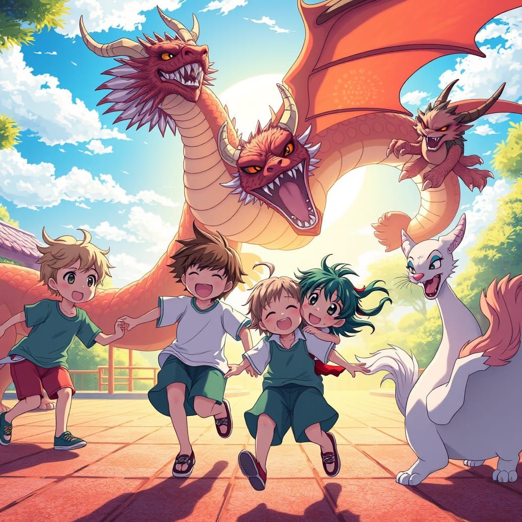 Children's Playground Adventure in Vibrant Anime Style