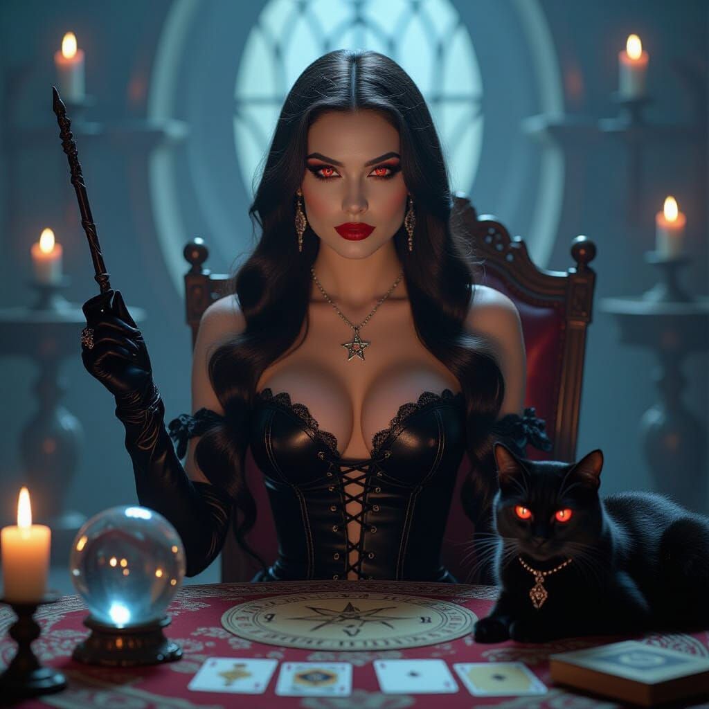 Goddess with Occult Objects in Burtonesque Style