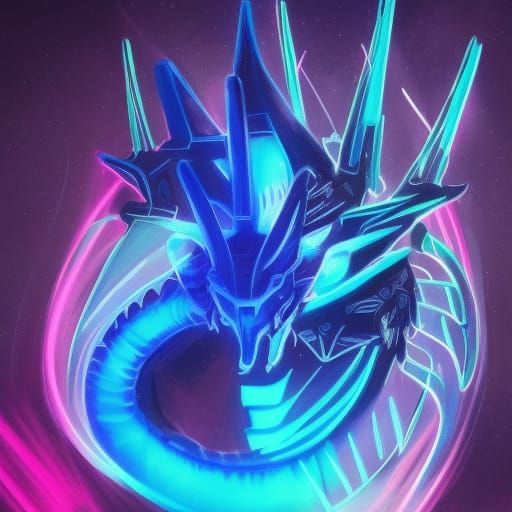 Neon Robotic Dragons in Futuristic Cyberpunk Style