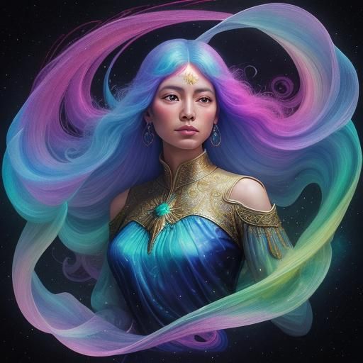 Cosmic Julia in Flowing Silks: Psychedelic Illustration