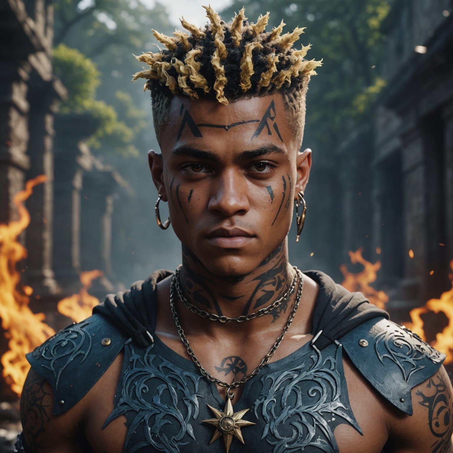 Realistic XXTentacion Portrait in Detailed Matte Painting