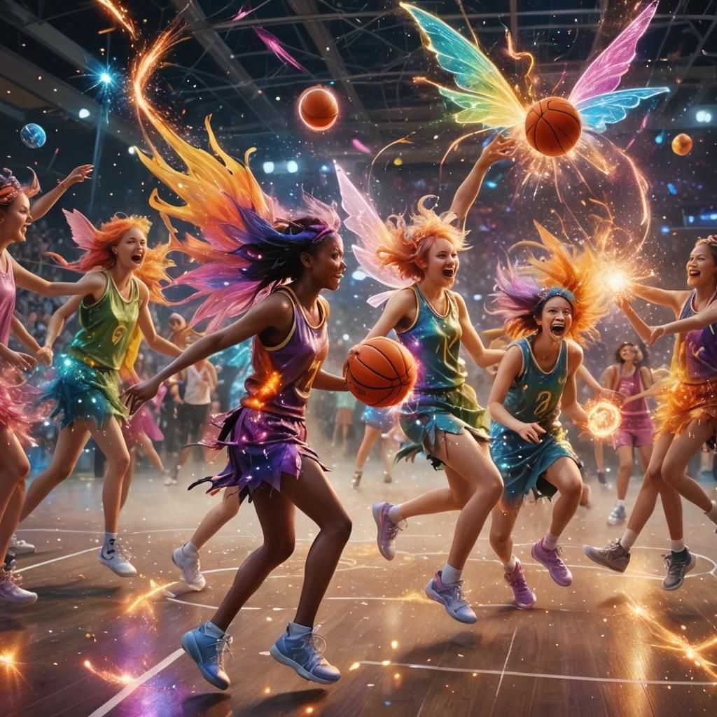 fairies playing basketball