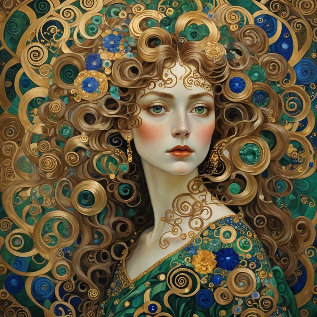 Mystical Woman Portrait in Art Nouveau Style