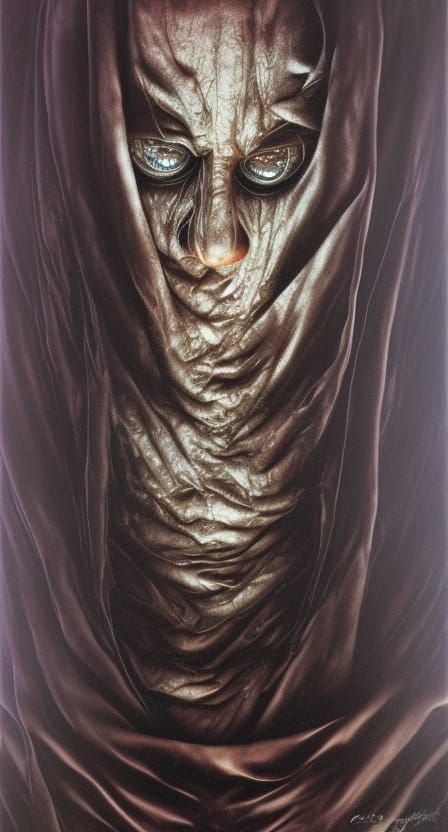 Dark Robed Figure with Glowing Eyes