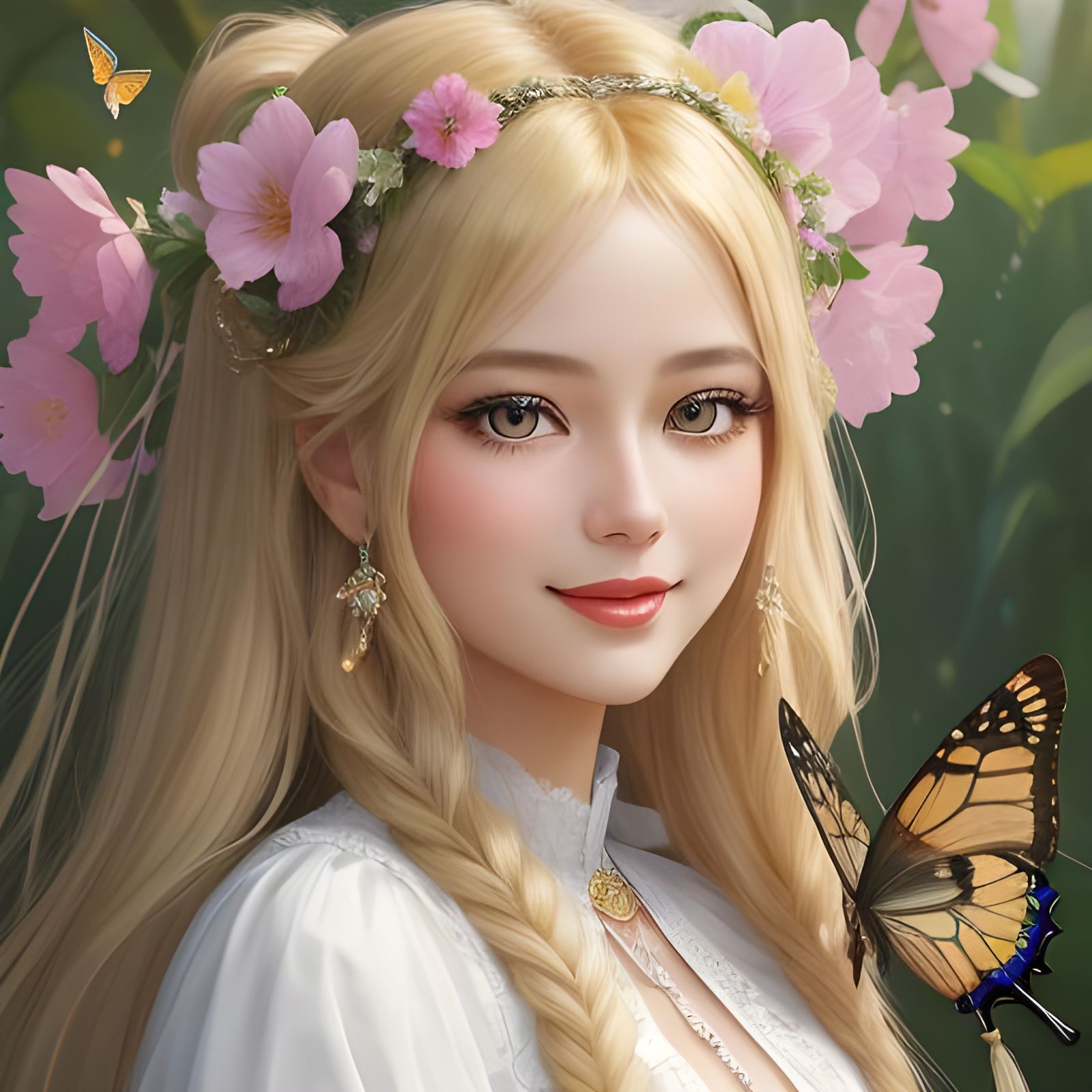 Charming Spring Flower Goddess in Art Deco Style