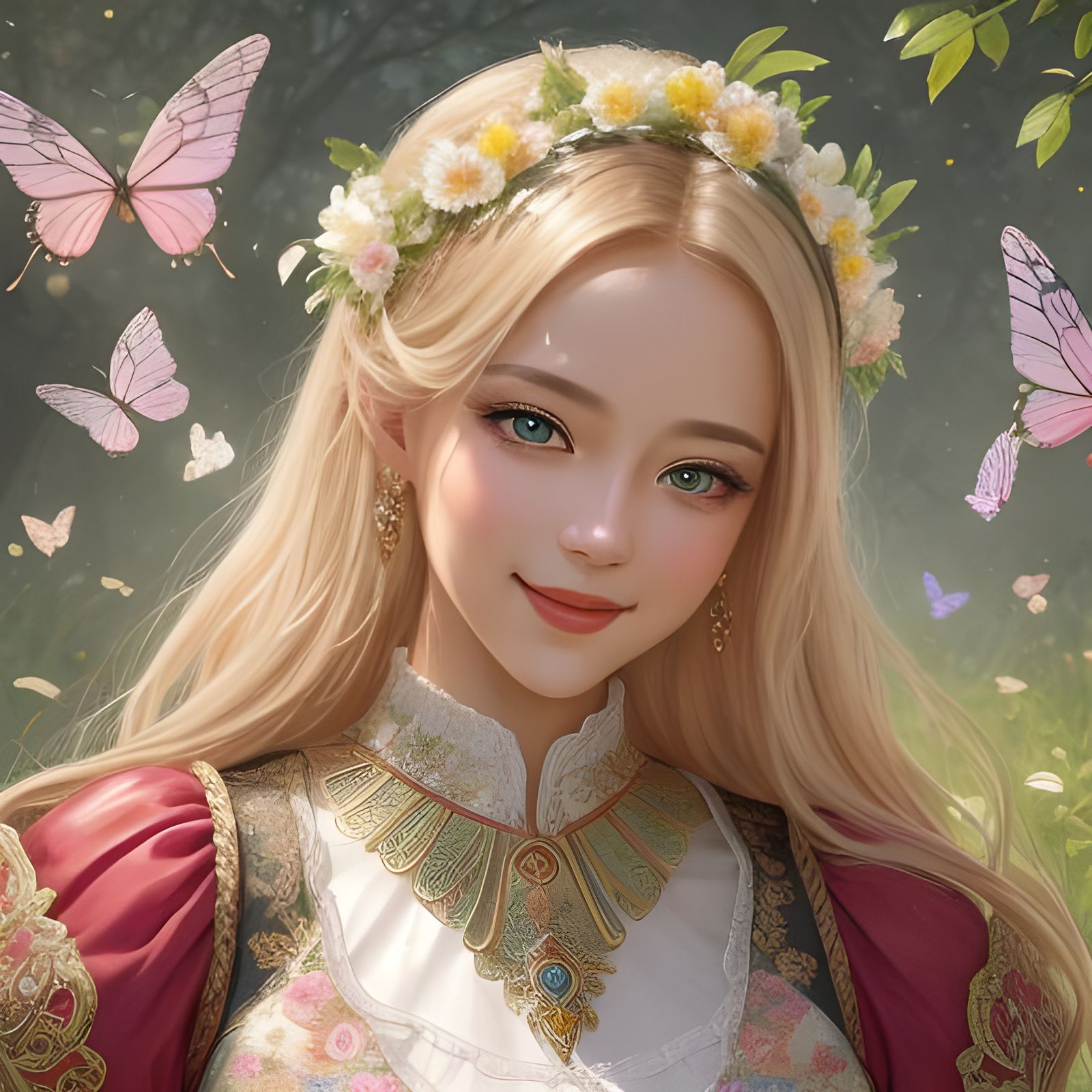 Charming Spring Flower Goddess in Art Deco Style