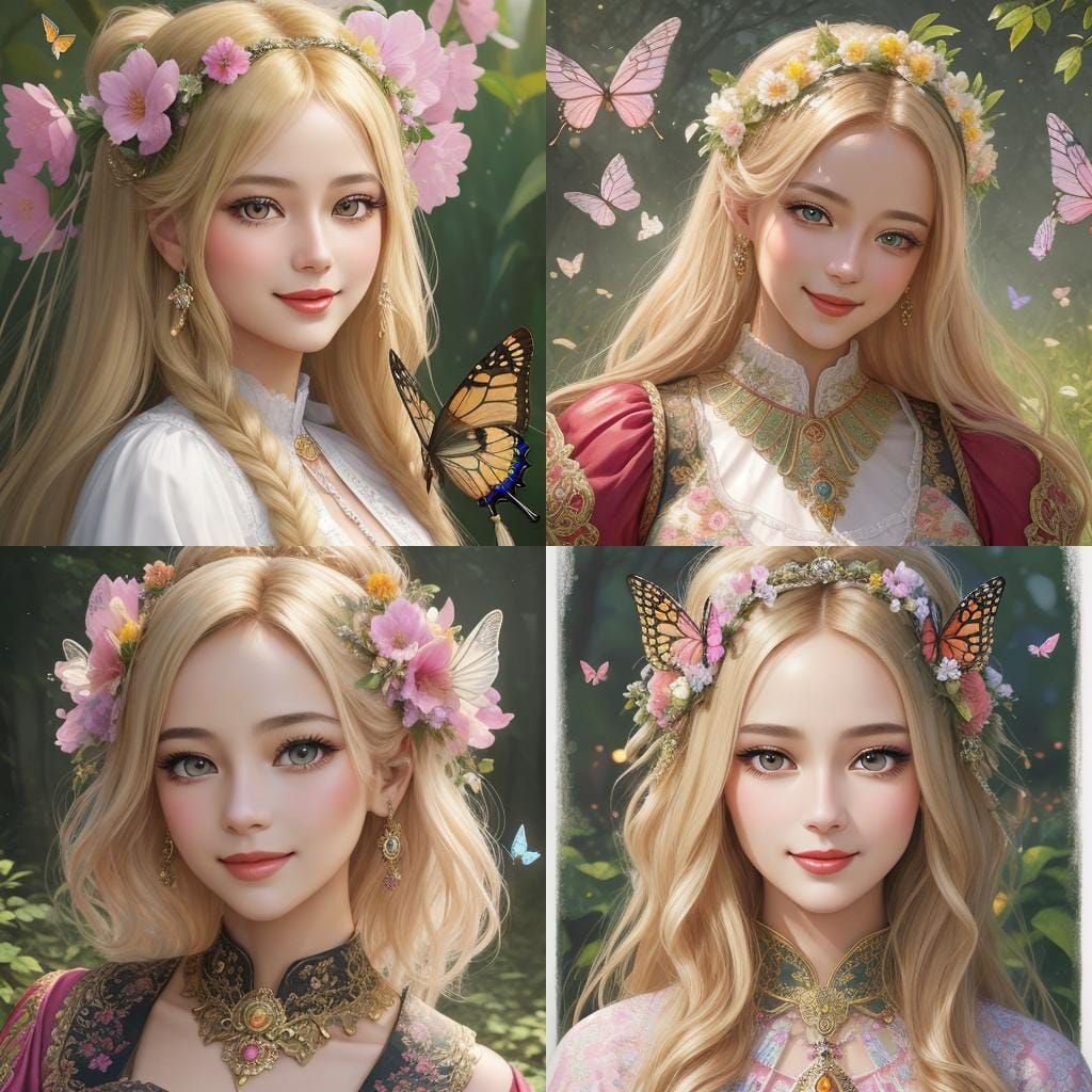 Charming Spring Flower Goddess in Art Deco Style