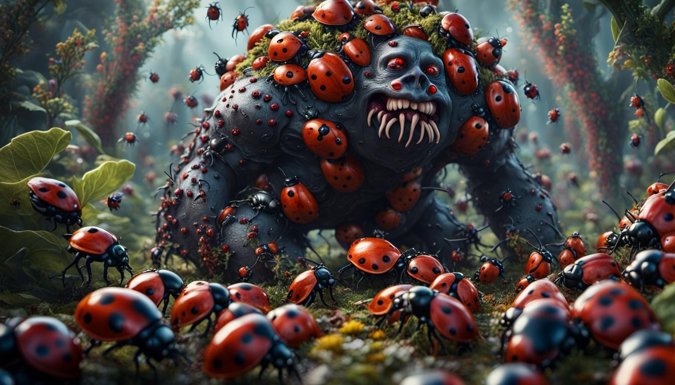 Giant Man-Eating Ladybugs Attack Flowers