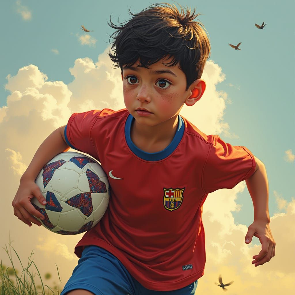 Young Soccer Player in Hyperrealist Style