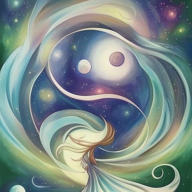 Yin Yang Nature Art Nouveau Illustration