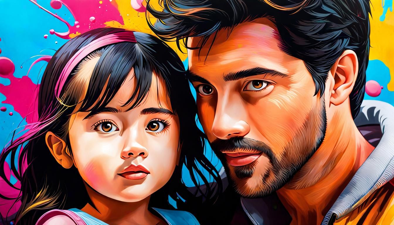 Family Portrait in Starry Wonderland: Impressionist Gouache ...