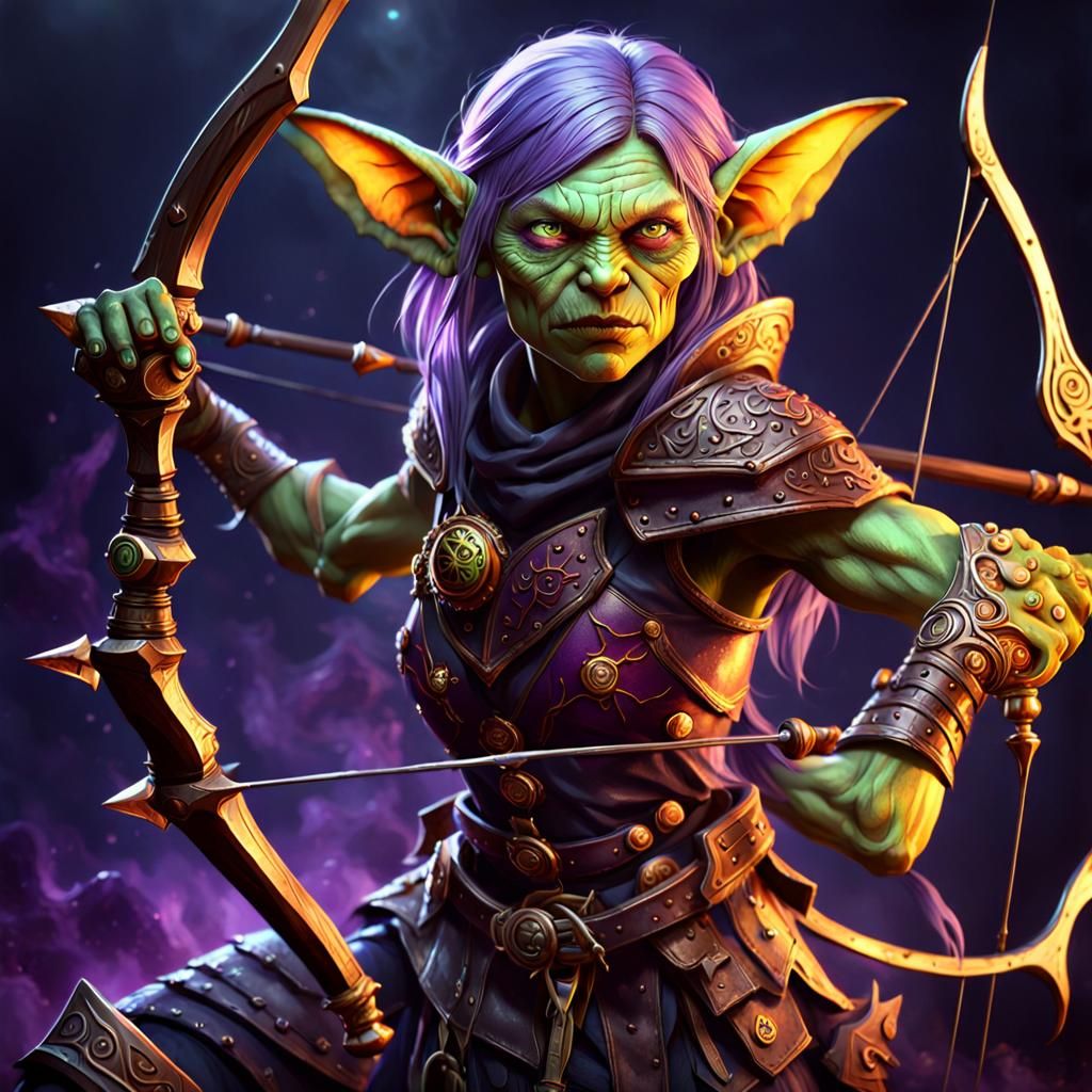 Female Goblin Archer in Dark Fantasy Style