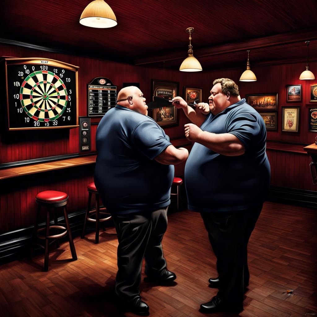 Photorealistic Darts Game in a Busy Pub