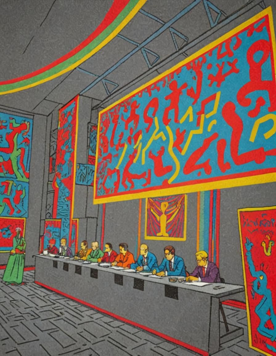 Debate with Faceless People in Keith Haring Style