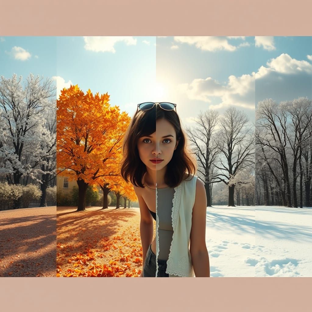 Four Seasons Panorama: A Surreal AI Image