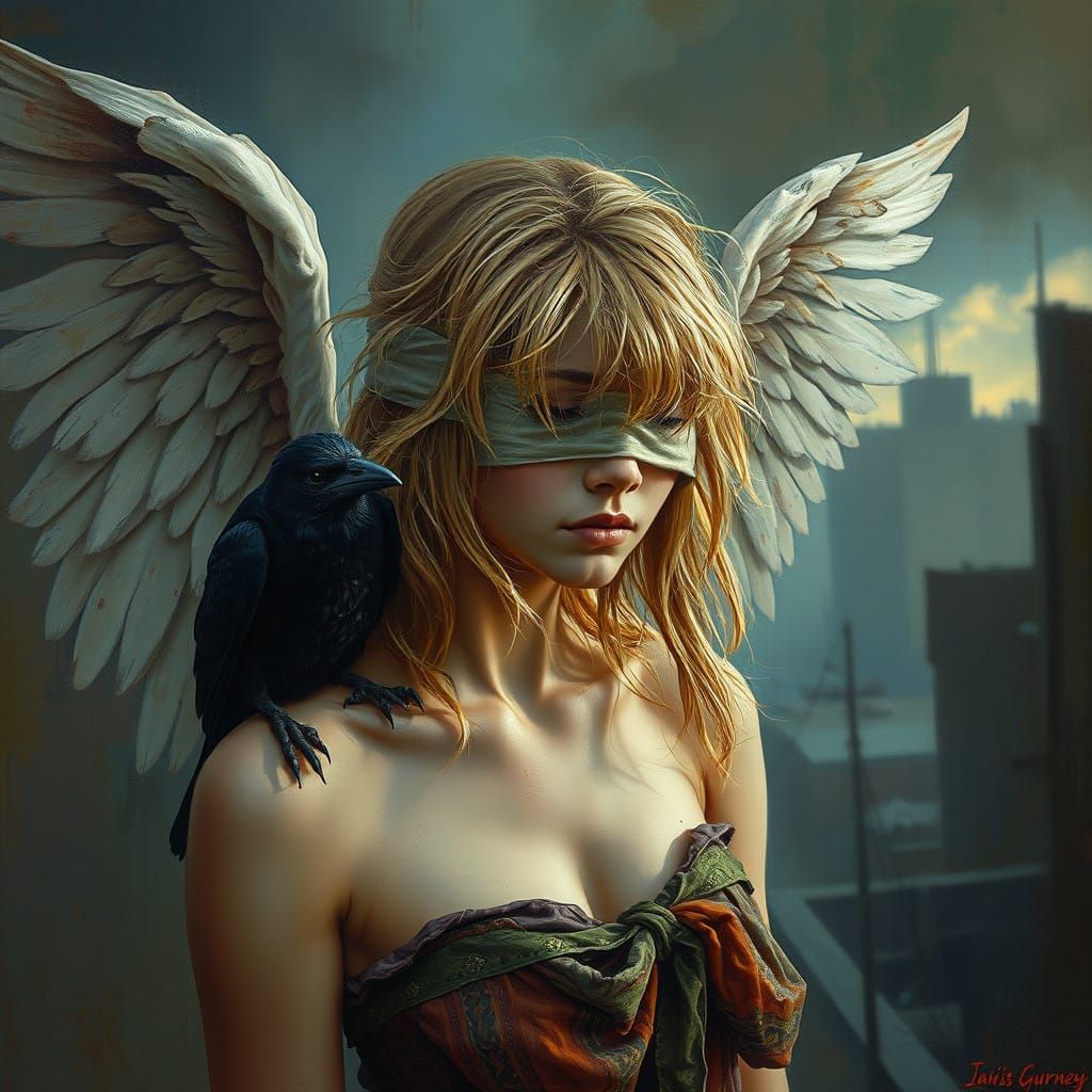 A Fallen Angel in a Desolate Landscape