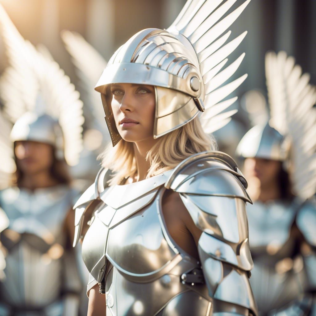 Angelic Army of Silver Armored Warriors
